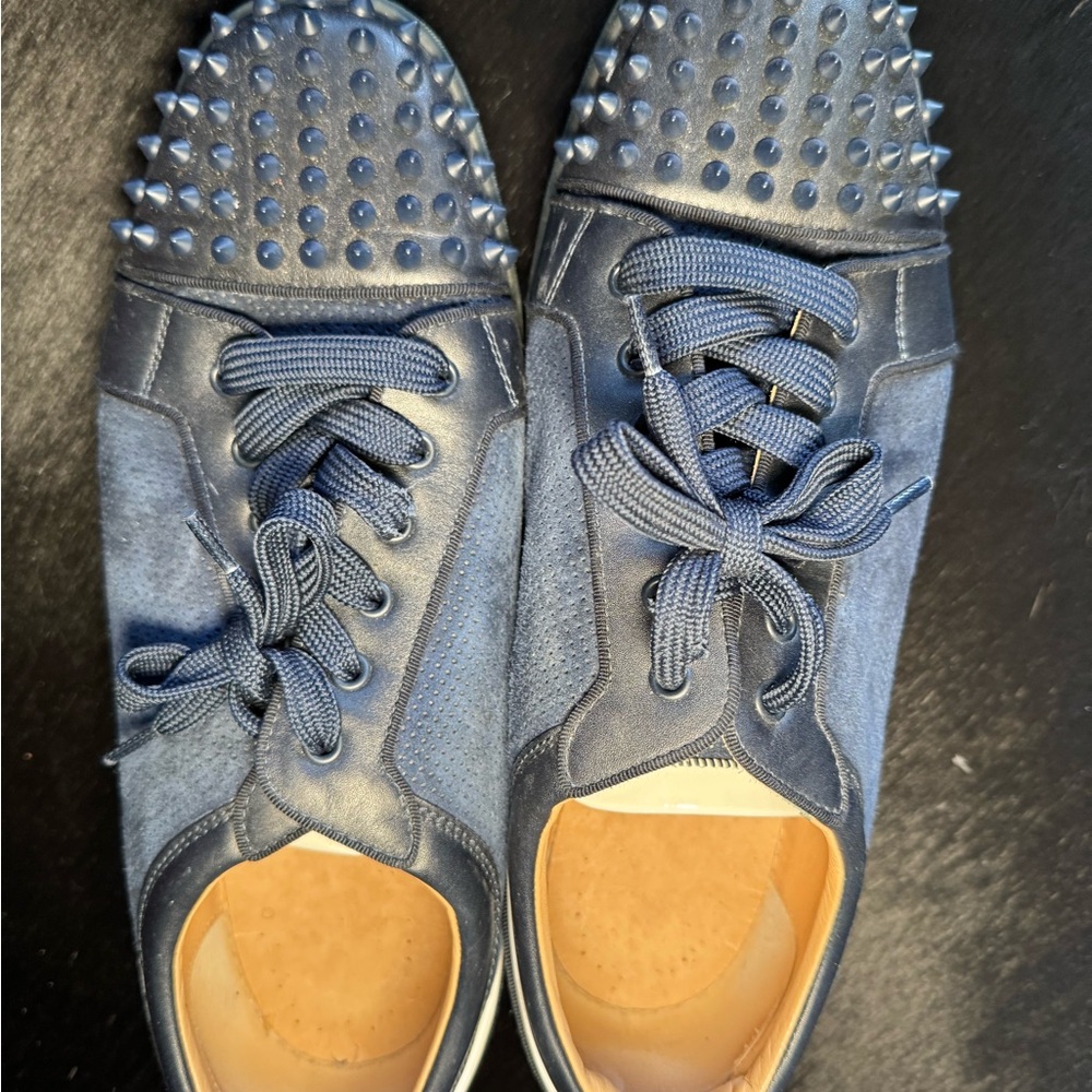 Christian Louboutin Blue Studded Sneakers